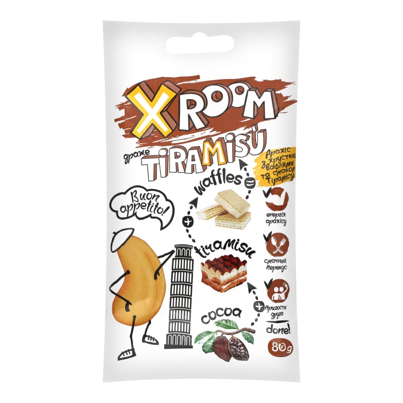 Драже Xroom Арахіс з хрусткими вафлями, зі смаком тірамісу 80 г (781723) - фото 1