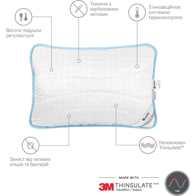 Набор Sonex Antistress с тинсулейтом: одеяло 200х220 см + 2 подушки 50х70 см (SO102200) - фото 4