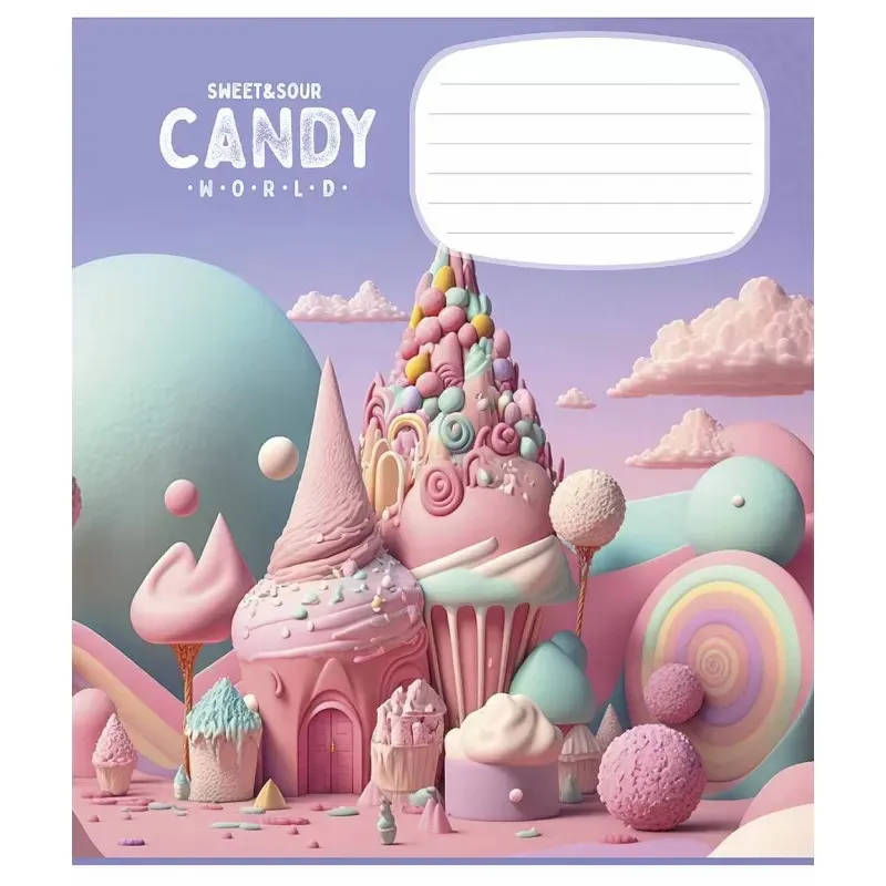 Тетрадь ученическая Школярик Candy world 012-3266K-2 в клеточку 12 листов - фото 1