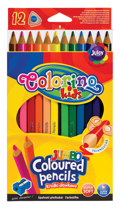 Карандаши цветные Colorino Jumbo, с точилкой, 12 цветов,12 шт. (15530PTR/1) - фото 1