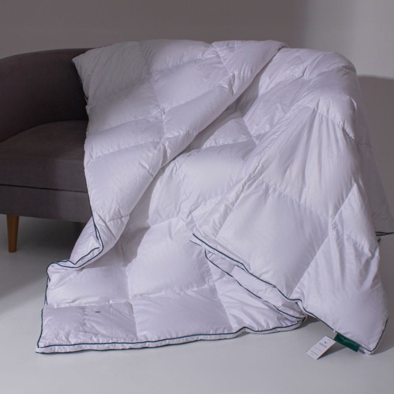 Одеяло пуховое MirSon Imperial Delight, демисезонное, 240х220 см, белое с зеленым кантом - фото 1