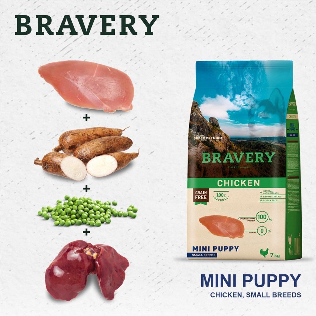 Сухий корм для цуценят дрібних порід Bravery Chicken Mini Puppy з куркою 600 г - фото 5