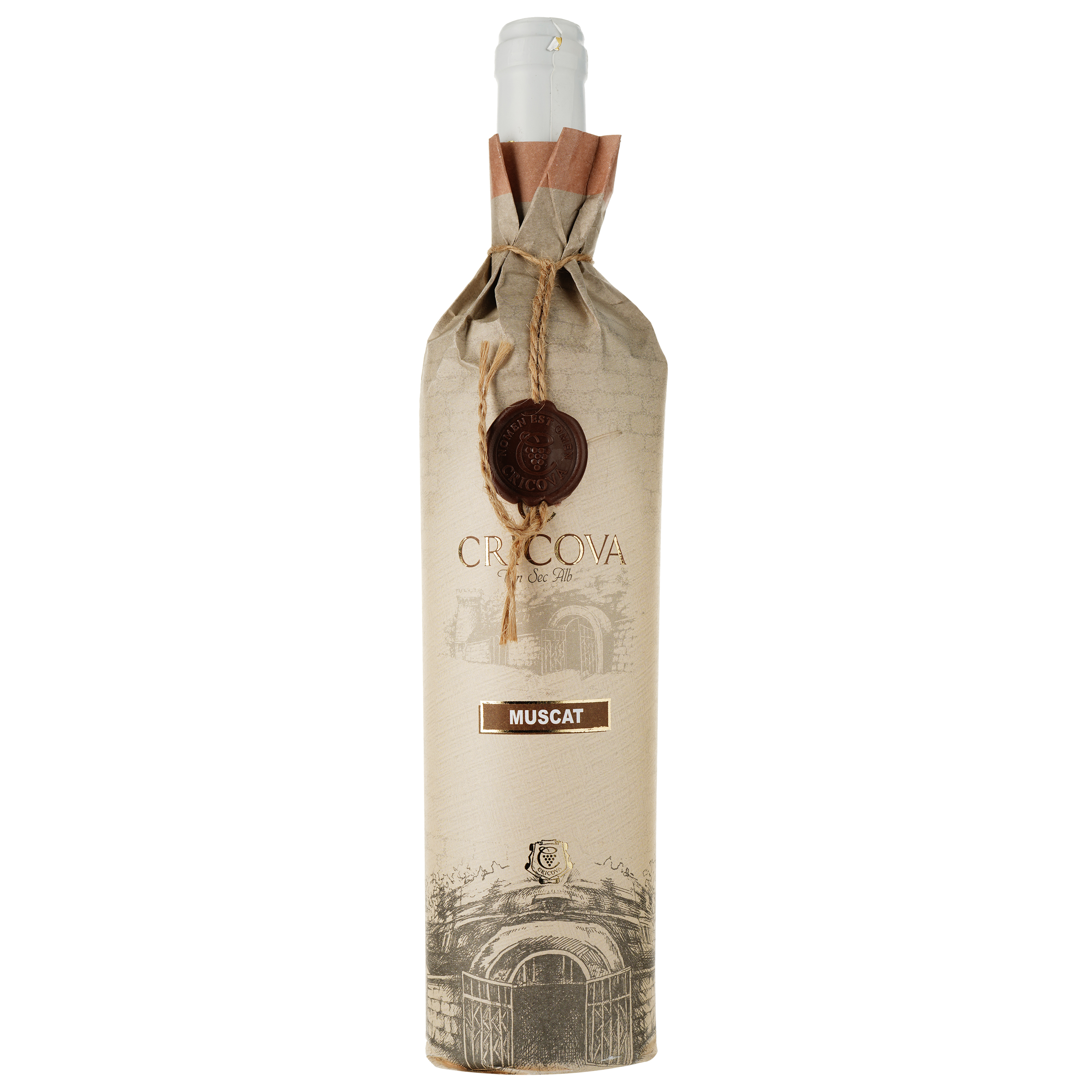 Вино Cricova Muscat Hartie, біле, сухе, 0.75 л - фото 1