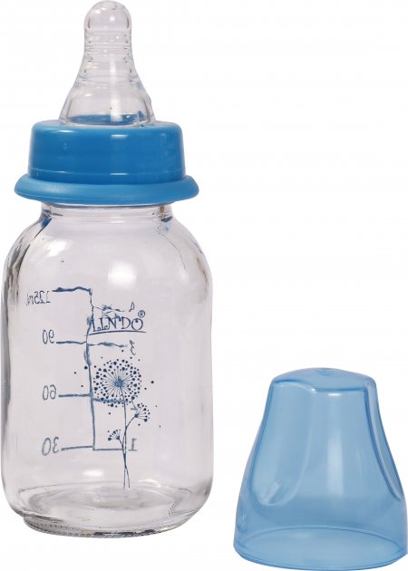 Скляна пляшечка для годування Lindo, скло, 125 мл, блакитний (Рk 0970 гол) - фото 2