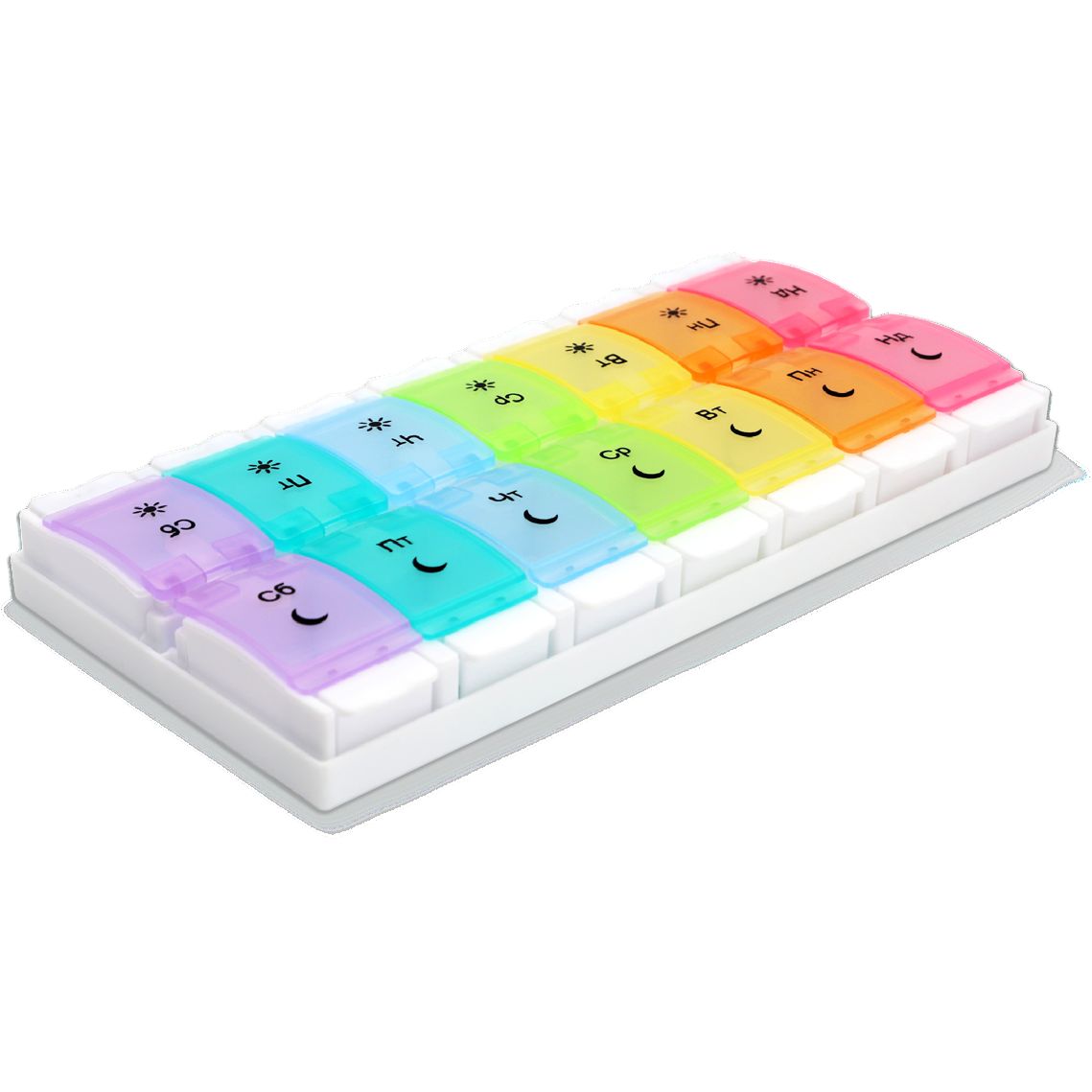 Органайзер для таблеток МВМ My Home PC-12, 7 днів 22.5х11.5х2.8 см різнобарвний (PC-12 COLOR) - фото 1