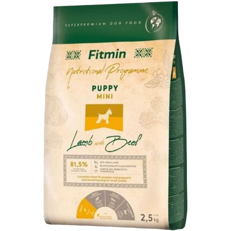 Сухий корм для цуценят Fitmin dog mini puppy lamb & beef 12 кг - фото 1