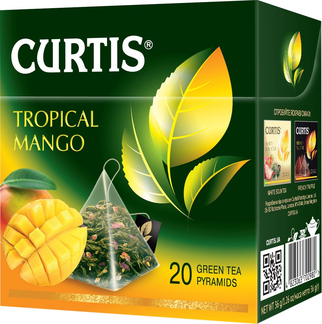 Чай зелений Curtis Тропічне манго 36 г (20 шт. х 1.8 г) (714337) - фото 1