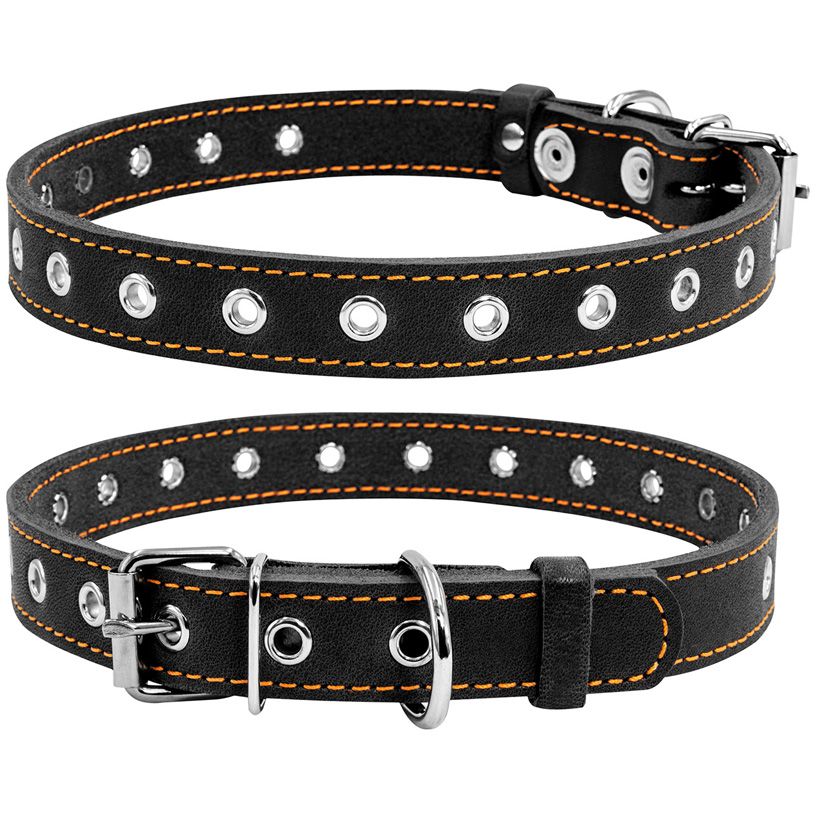 Ошейник для собак Collar, кожаный, безразмерный, 69х3,5 см, черный - фото 4