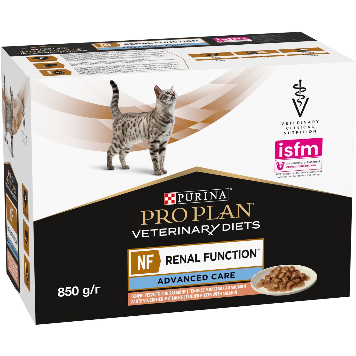 Влажный диетический корм для взрослых кошек Purina Pro Plan Veterinary Diets NF Renal Function Advanced Care при патологии почек с лососем 850 г (10 шт. по 85 г) (12278452) - фото 3