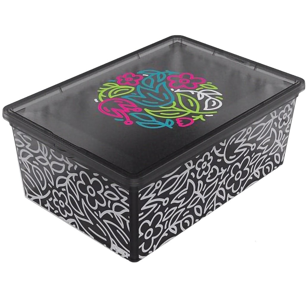 Коробка Qutu Light Box Flouresent grey, с крышкой, 10 л, 14х26х37 см, серая (LIGHT BOX с/к FLOURESENT GREY 10л.) - фото 1