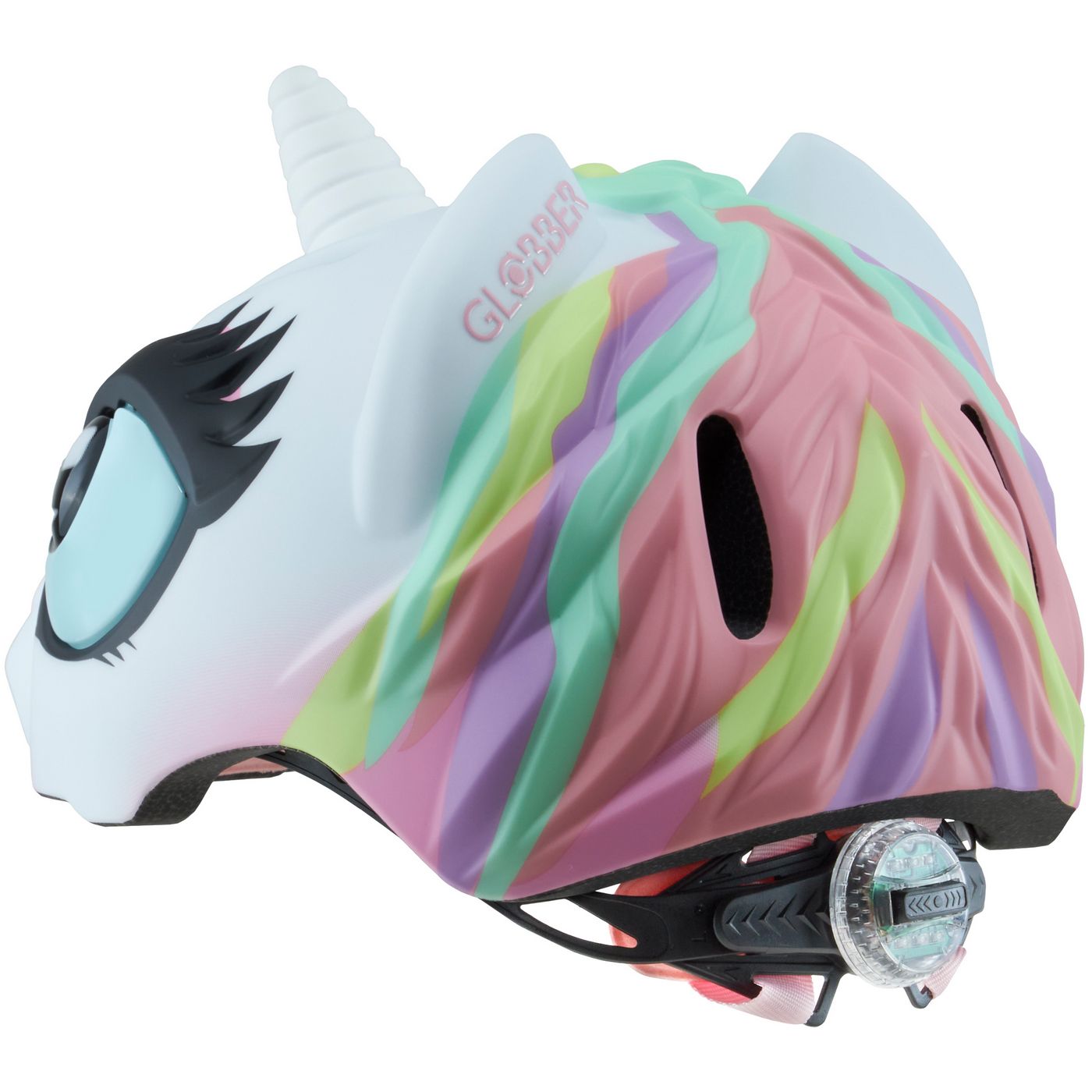 Шлем защитный детский Globber Fantasy Единорог белый 49-55 см с фонариком (605-110) - фото 6