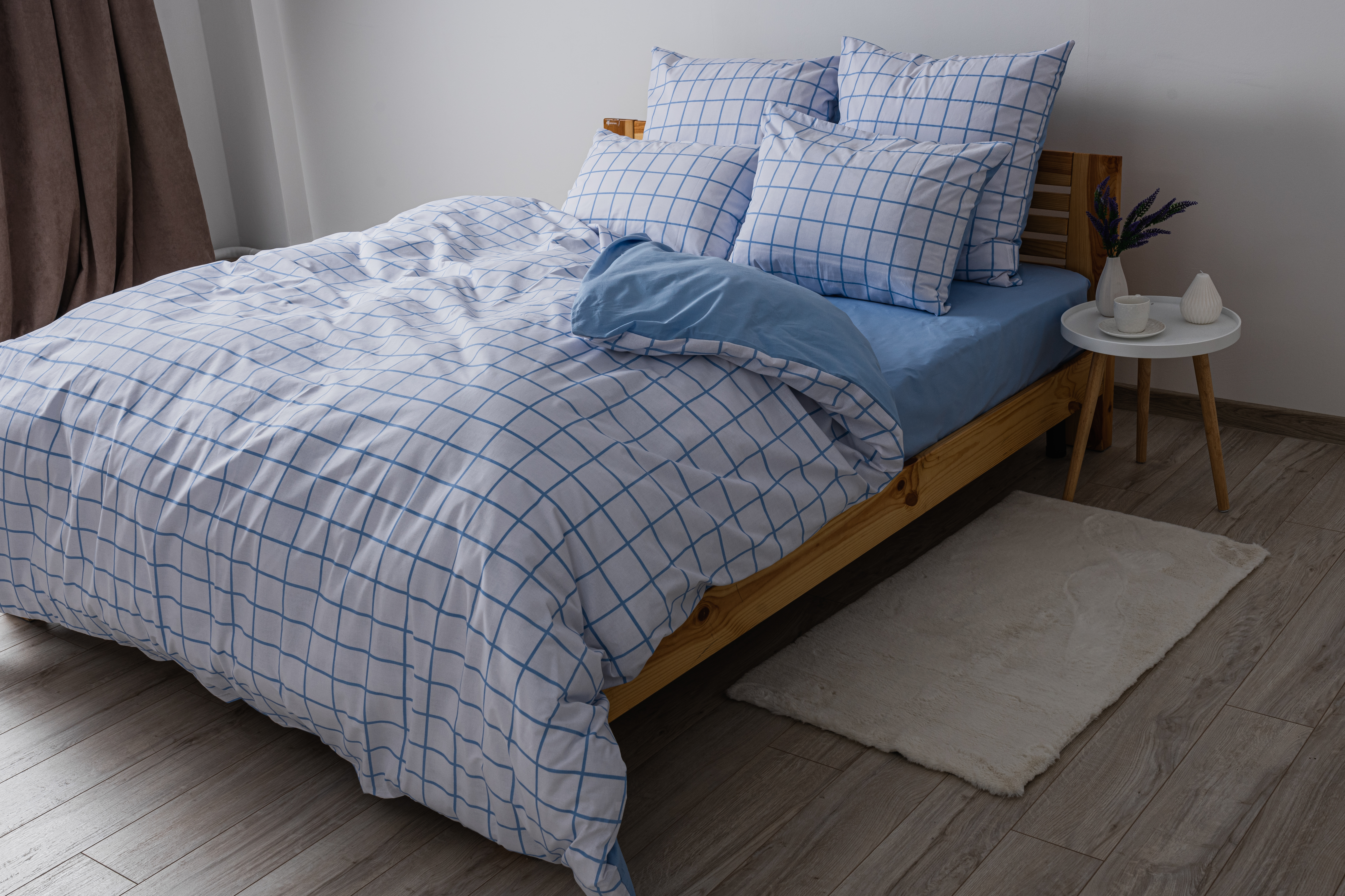 Комплект постельного белья ТЕП Happy Sleep Blue Check семейный голубой с белым (2-03797_25208) - фото 2