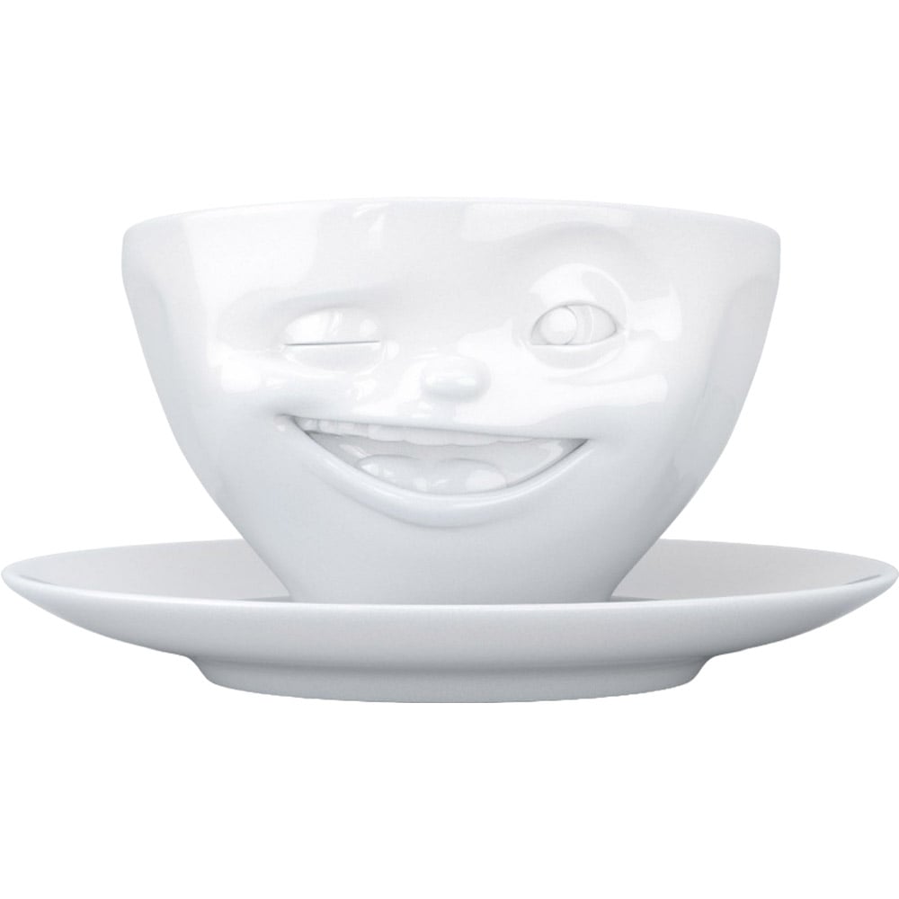 Чашка з блюдцем Tassen для кофе Подмигивающее лицо, белая, 200 мл (TASS14801/TA) - фото 3