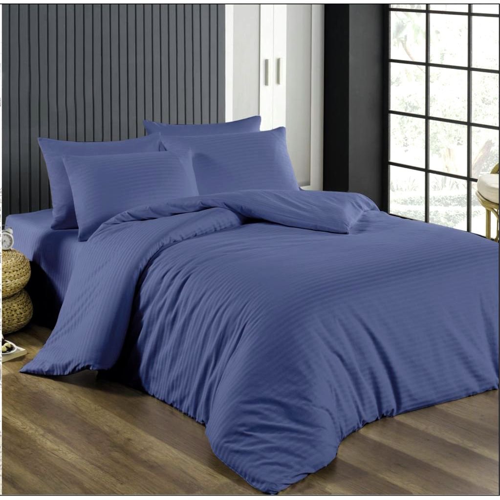 Комплект постельного белья LightHouse Sateen Stripe Blue Navy евростандарт синий (603623_2,0) - фото 1