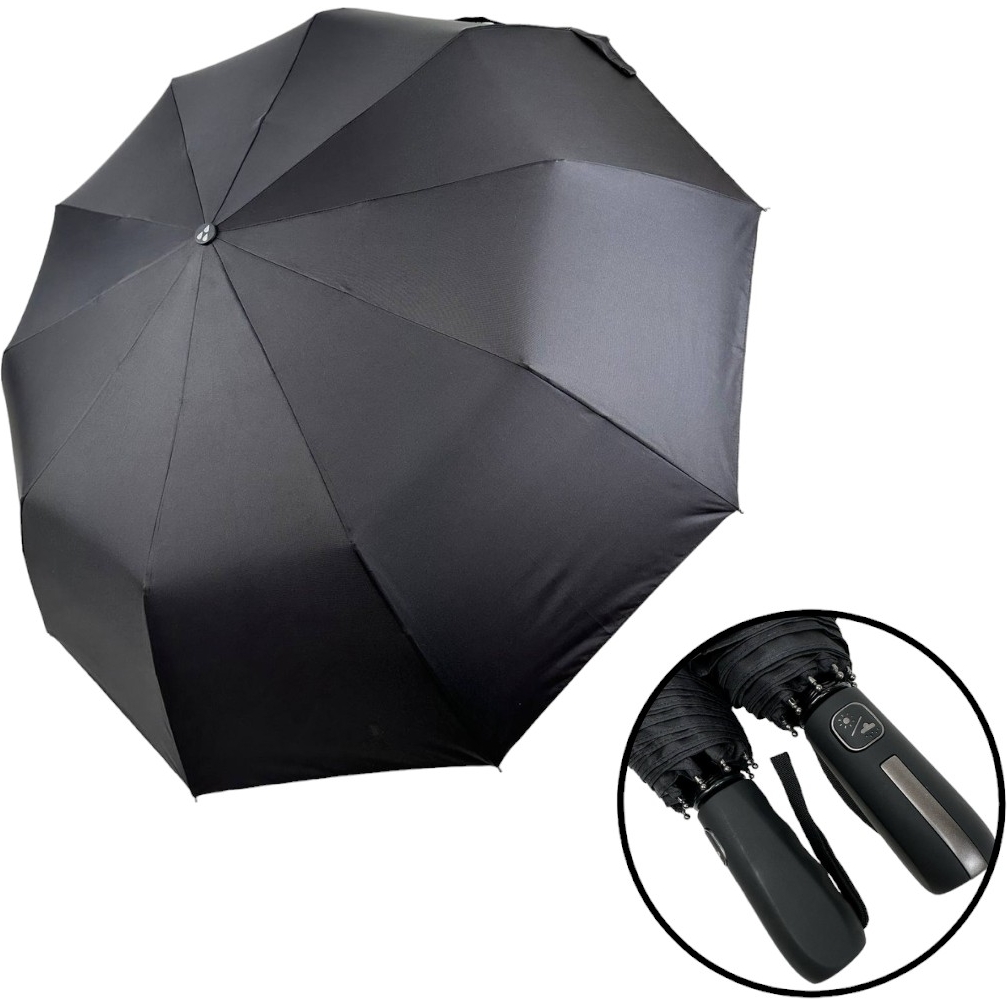 Чоловіча складана парасолька напівавтомат Серебряный дождь 98 см чорна - фото 5