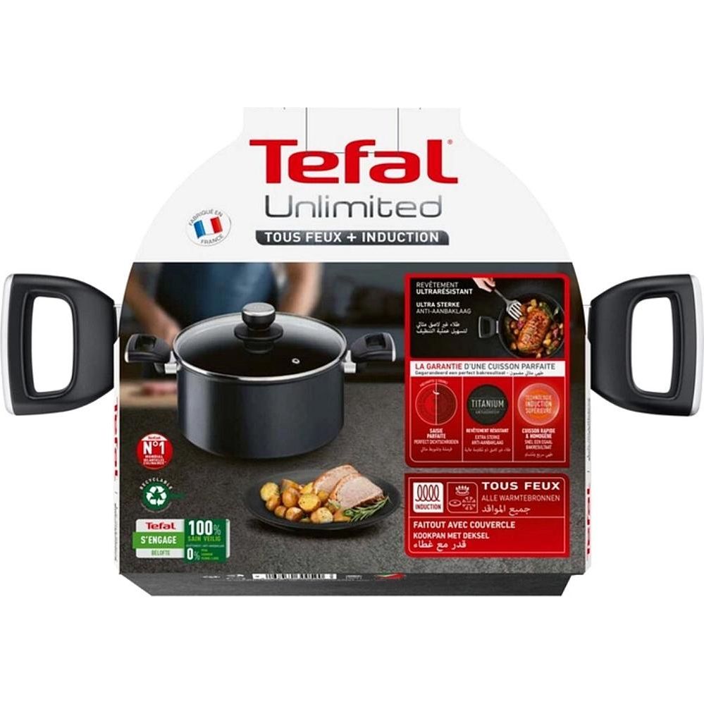 Каструля Tefal Unlimited з кришкою 24 см 5.3 л чорна (G2554672) - фото 6