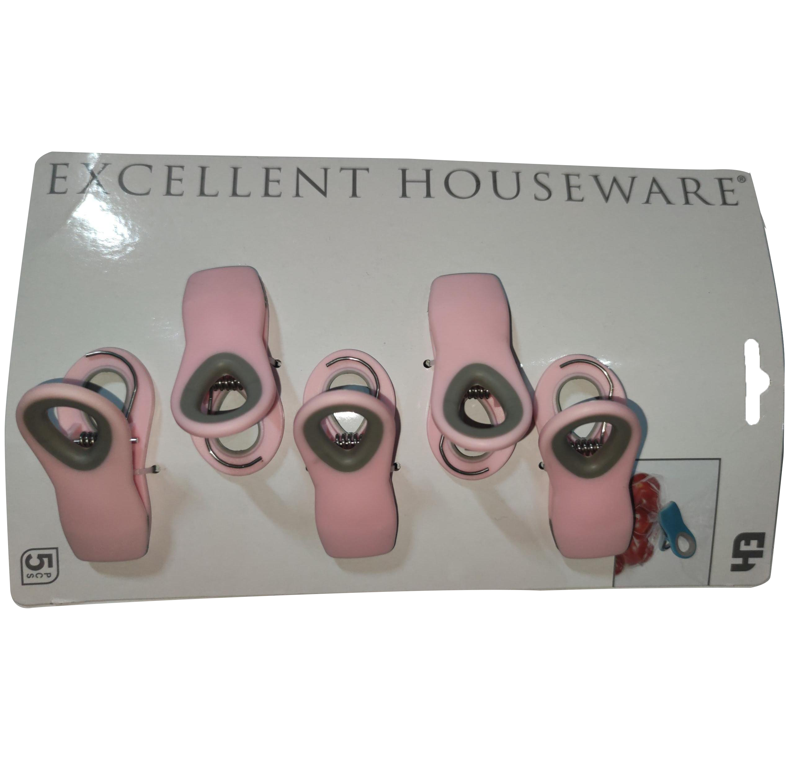 Набор клипс для пакетов Excellent Houseware, розовый, 5 шт. (850079) - фото 1