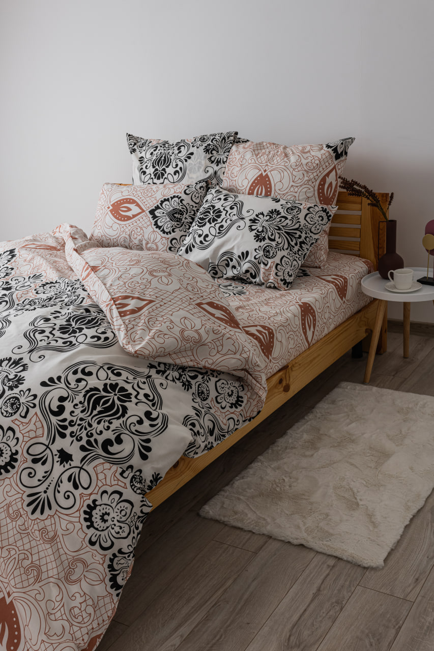 Комплект постельного белья ТЕП Soft dreams Turkish двуспальный черный с бежевым (2-03858_25322) - фото 4