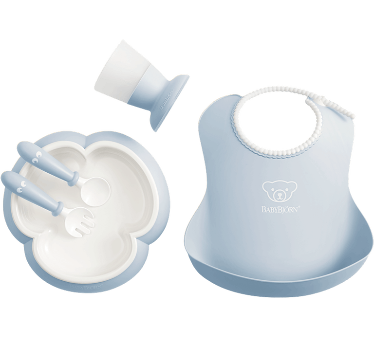 Набір для годування BabyBjörn Baby Dinner Set Powder Blue, 5 приладів, блакитний (070067) - фото 1