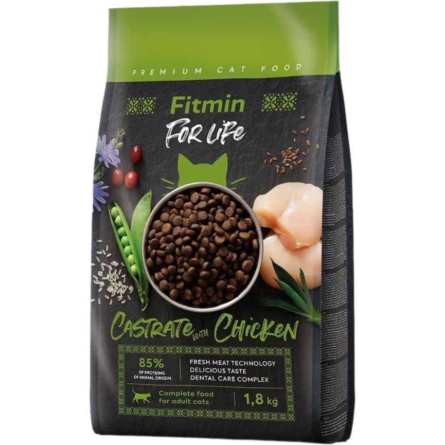 Сухой корм Fitmin For Life Castrate Chiken для кастрированных и стерилизованных кошек 1.8 кг - фото 1