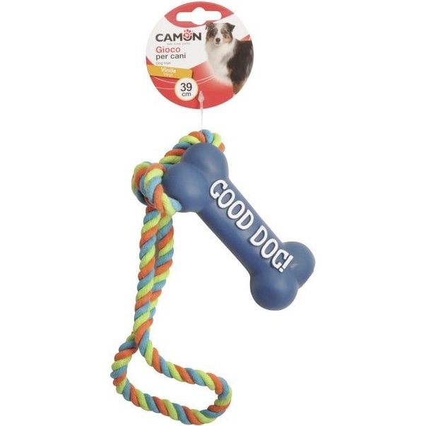 Іграшка для собак Camon Кістка з мотузкою, вініл, 39 см, в асортименті - фото 2