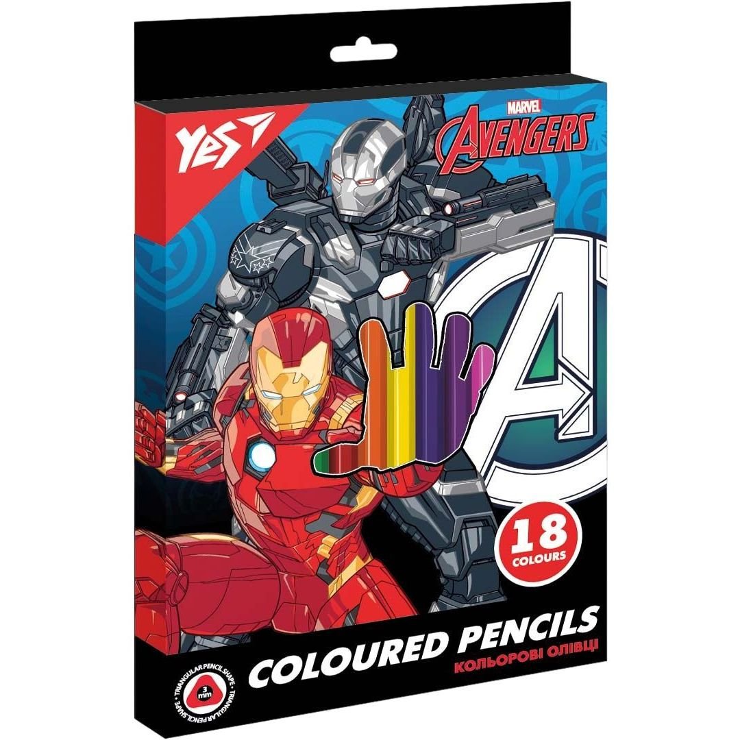 Карандаши цветные Yes Marvel Avengers, 18 цветов (290686) - фото 1