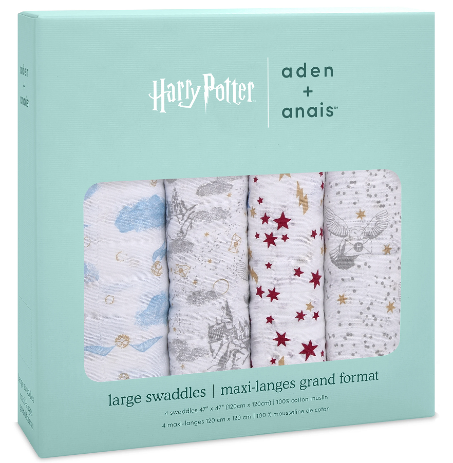 Набір багаторазових муслинових пелюшок Aden+Anais Harry Potter Iconic, 120х120 см, різнобарв'я, 4 шт. (SWC40001HP) - фото 3