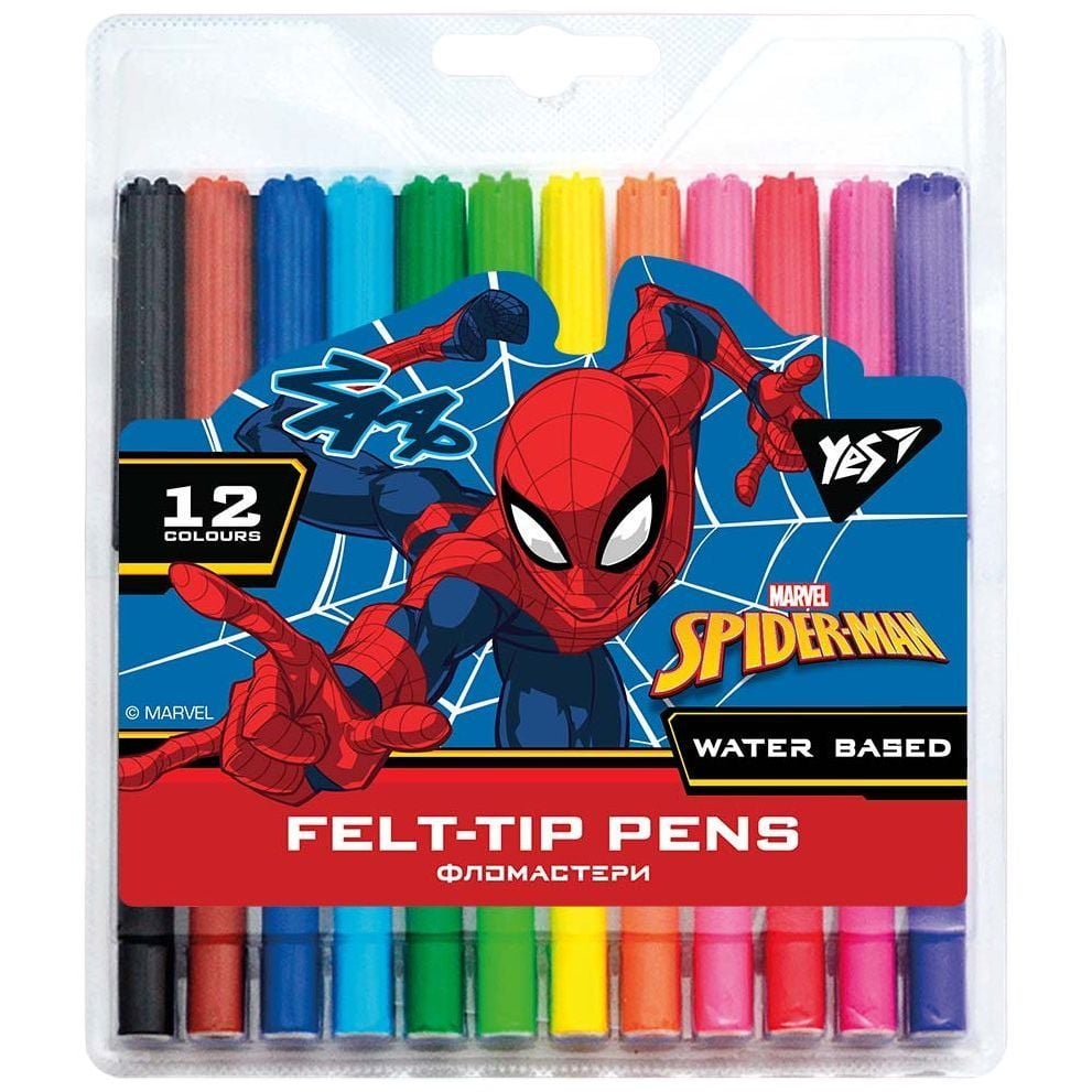 Фломастеры Yes Marvel Spiderman, 12 цветов (650478) - фото 1