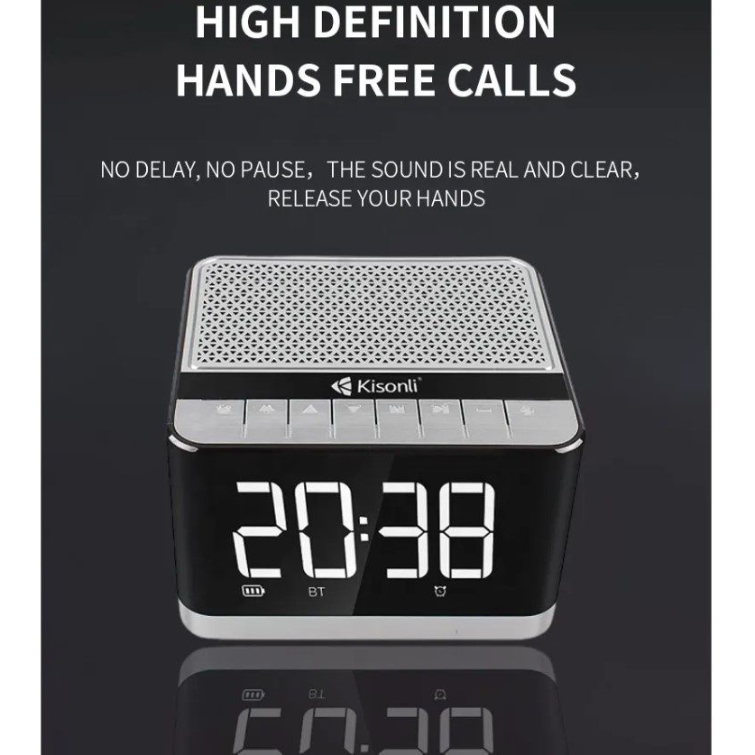 Портативная колонка часы будильник Kisonli G8 Bluetooth 2000 mAh 5 Вт Black - фото 6