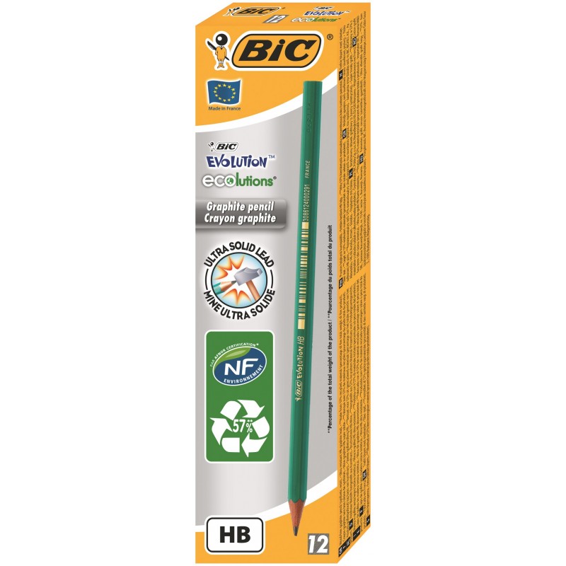 Карандаш чернографитный BIC Evolution 650 НВ 12 шт. (8803112) - фото 1