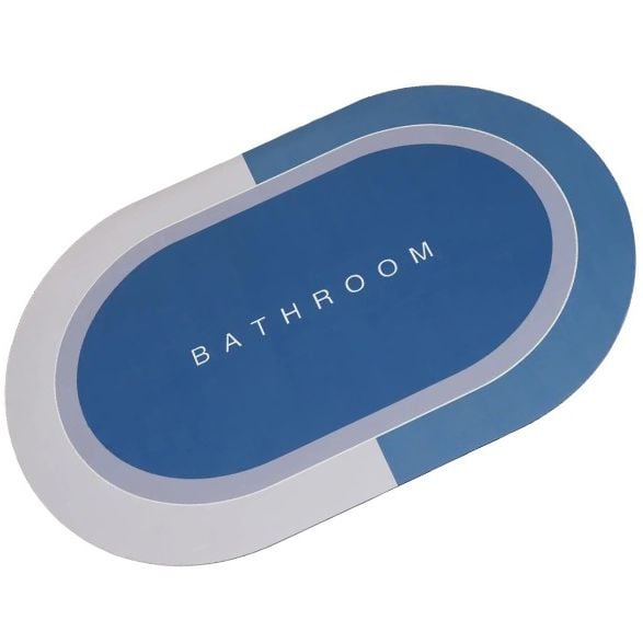 Килимок суперпоглинаючий у ванну Stenson 80x50 см овальний сіро-синій (26294) - фото 2