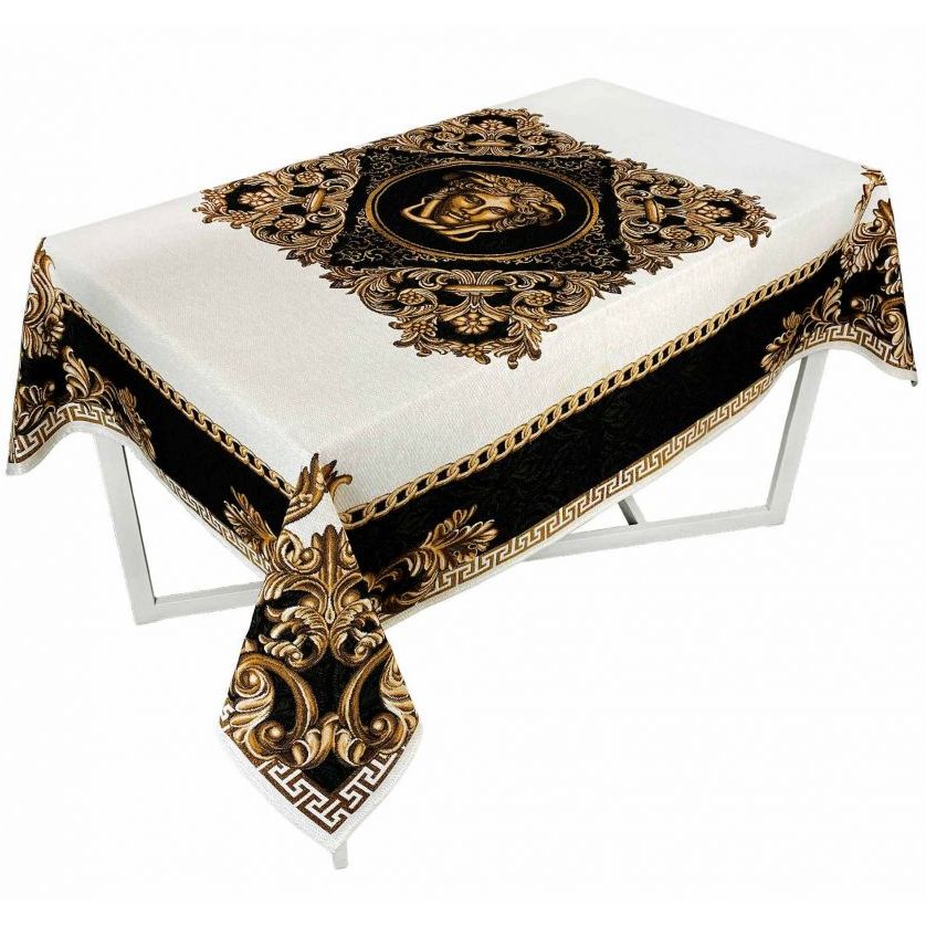 Photos - Tablecloth / Napkin Provans Скатертина Прованс Arte di lusso, 140х135 см, білий із золотим  (25448)