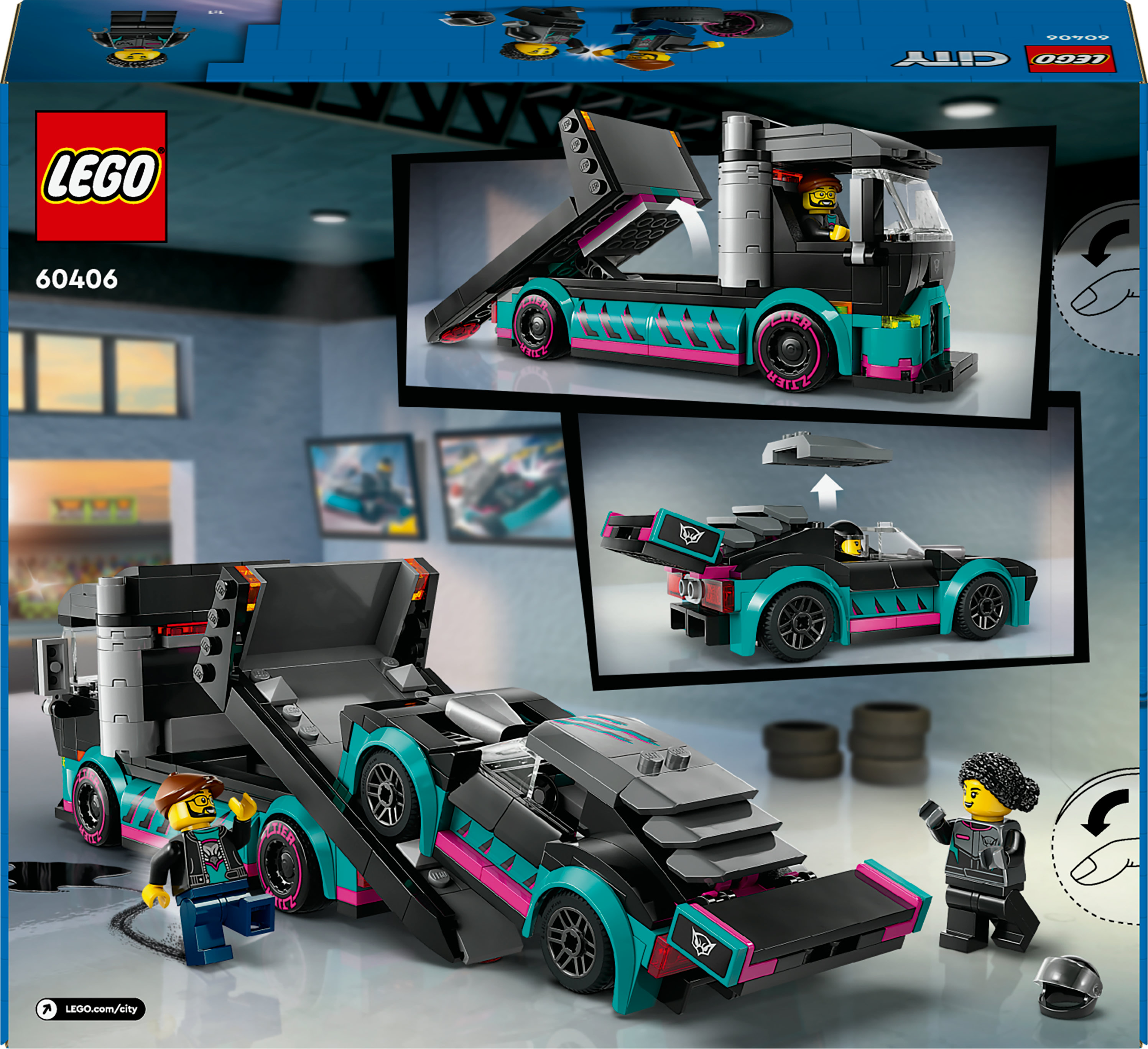 Конструктор LEGO City Автомобіль для перегонів й автовоз 328 деталей (60406) - фото 9
