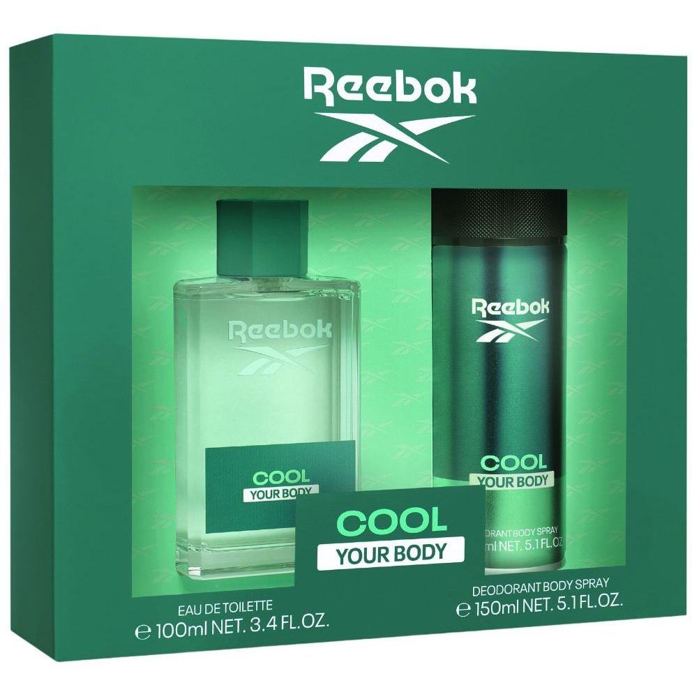 Подарунковий набір для чоловіків Reebok Cool your body: Туалетна вода 100 мл + Дезодорант 150 мл - фото 1