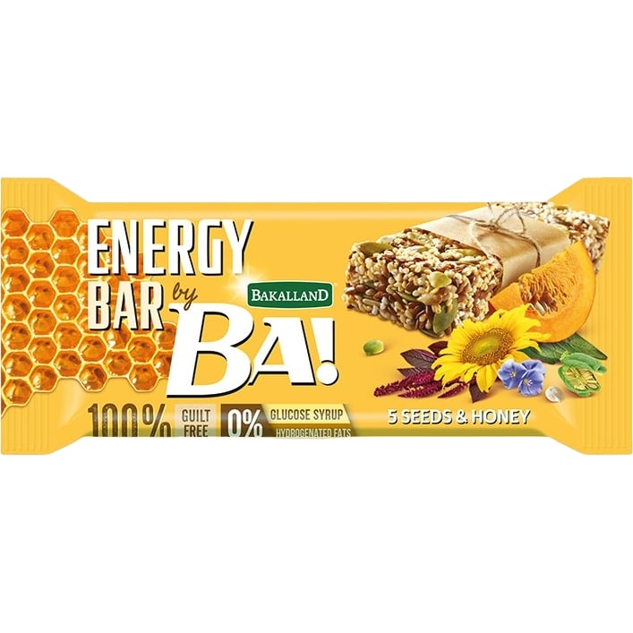 Злаковый батончик Bakalland Ba! Energy Bar 5 Seeds & Honey 40 г - фото 1
