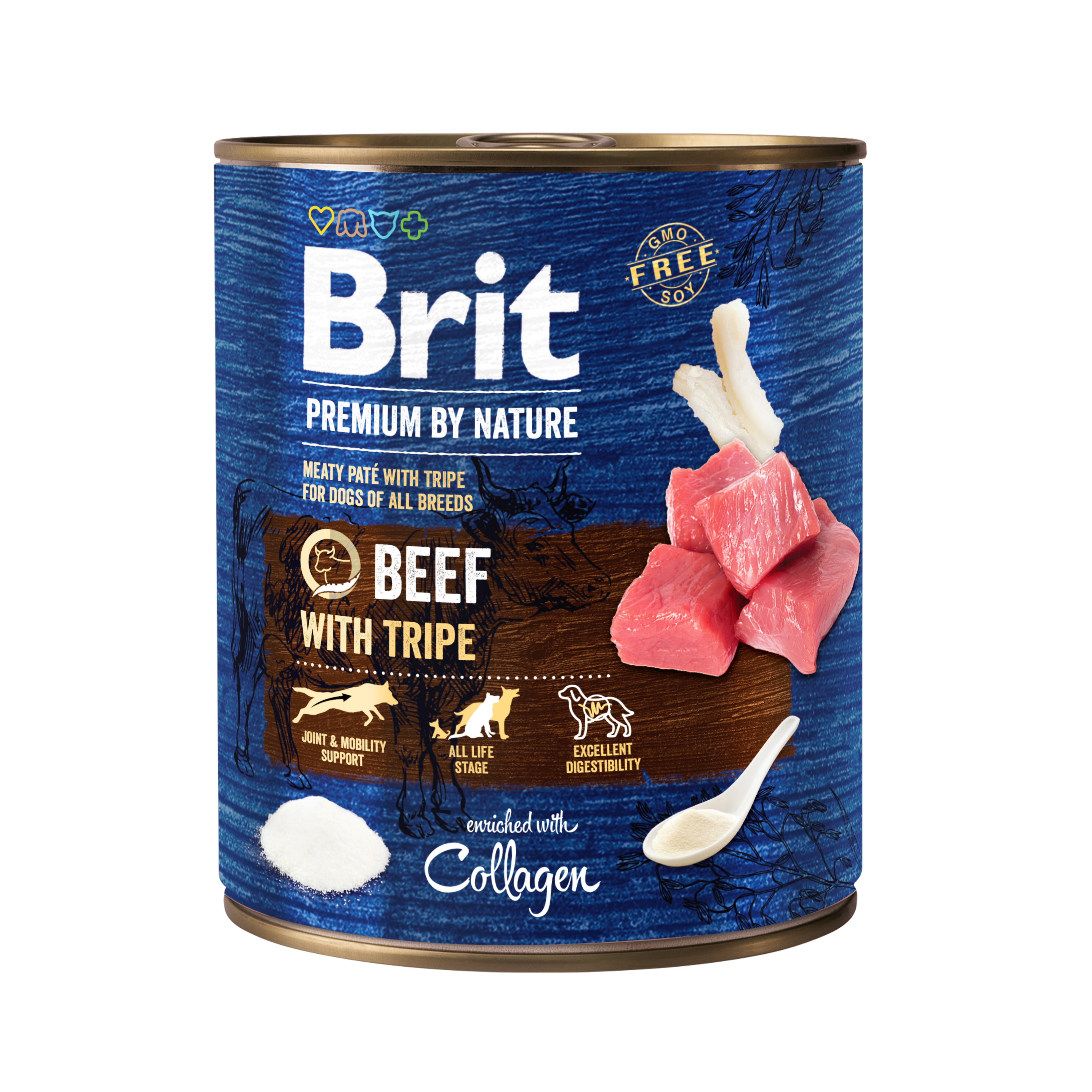Беззерновий вологий корм для собак Brit Premium by Nature, яловичина з тельбухами, 800 г - фото 1