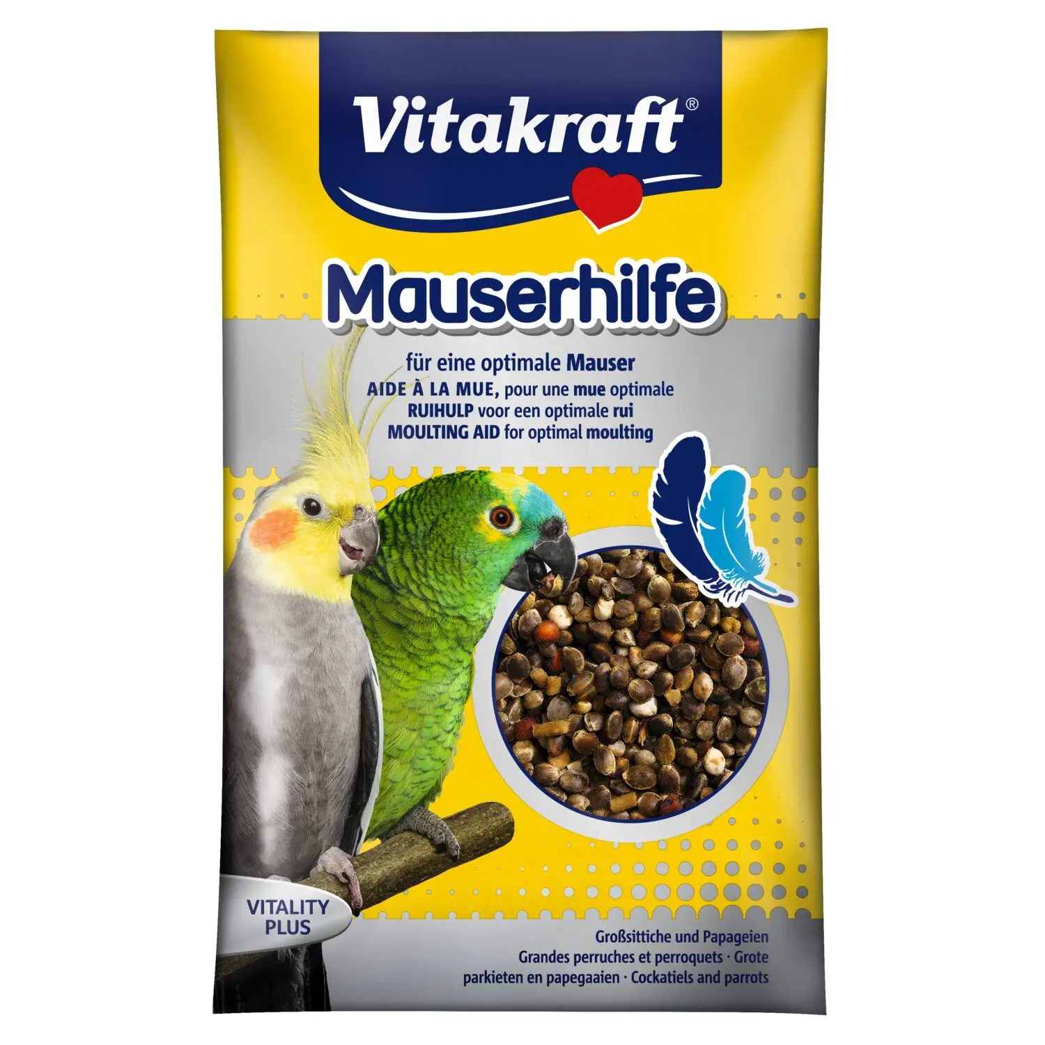 Вітаміни для середніх та великих папуг Vitakraft Mauserhilfe насіння при линьці, 25 г (21339) - фото 1