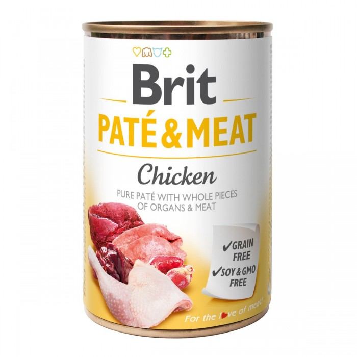 Влажный корм для собак Brit Paté&Meat, с курицей, 400 г - фото 1