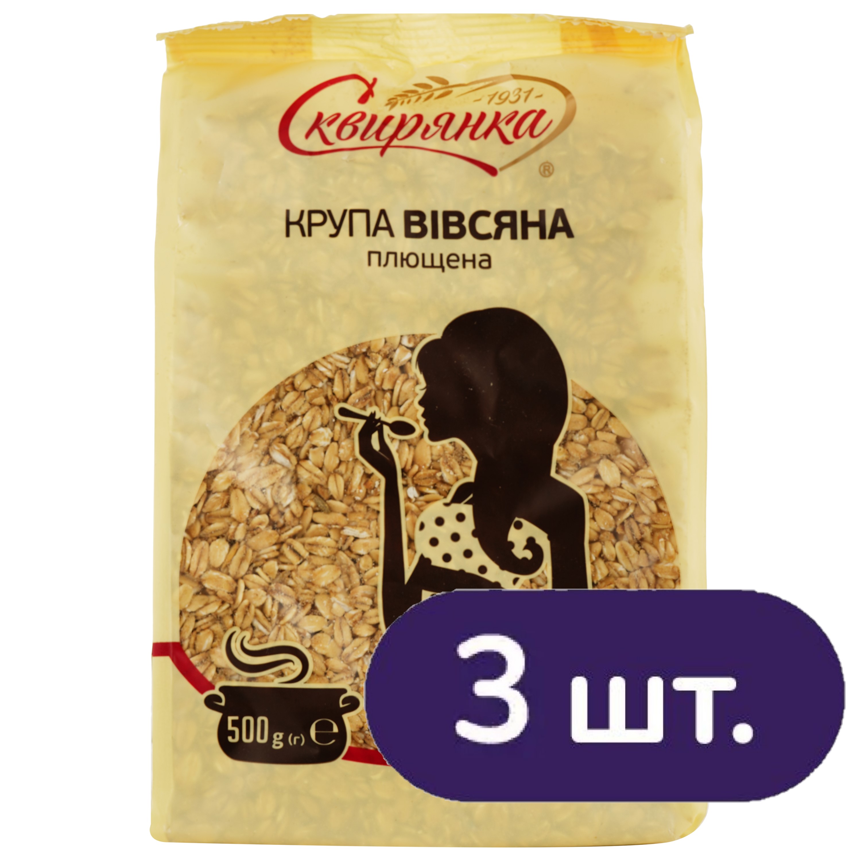 Крупа вівсяна плющена Сквирянка 1.5 кг (3 шт. x 500 г) - фото 1