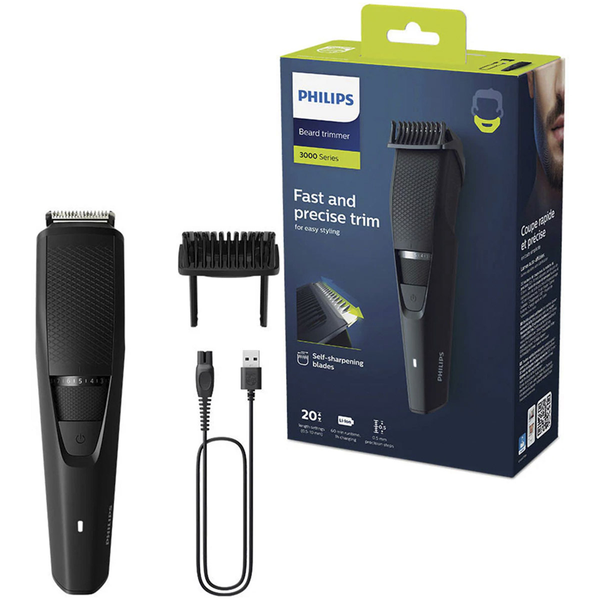 Тример для бороди Philips Beardtrimmer Series 3000 BT3234/15, чорний - фото 2