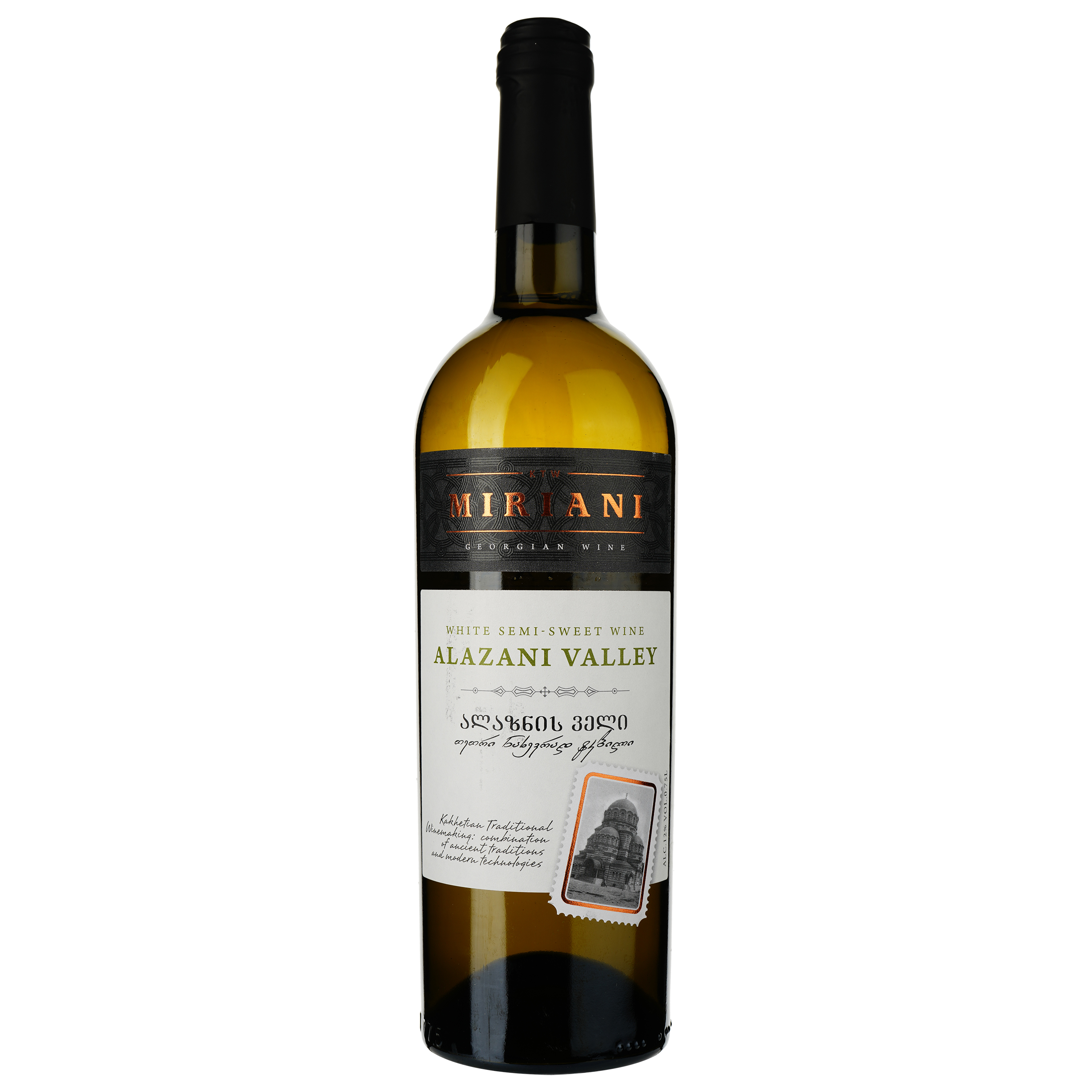 Вино Miriani Алазанська Долина, біле, напівсолодке, 0,75 л - фото 1