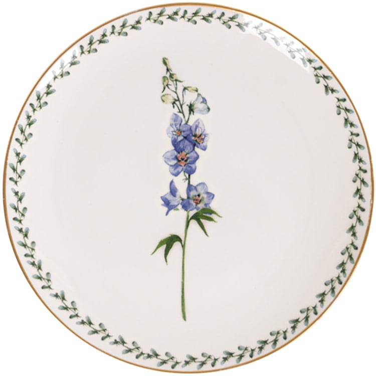 Тарілка Alba ceramics Flower, 26 см, біла з синім (769-035) - фото 1