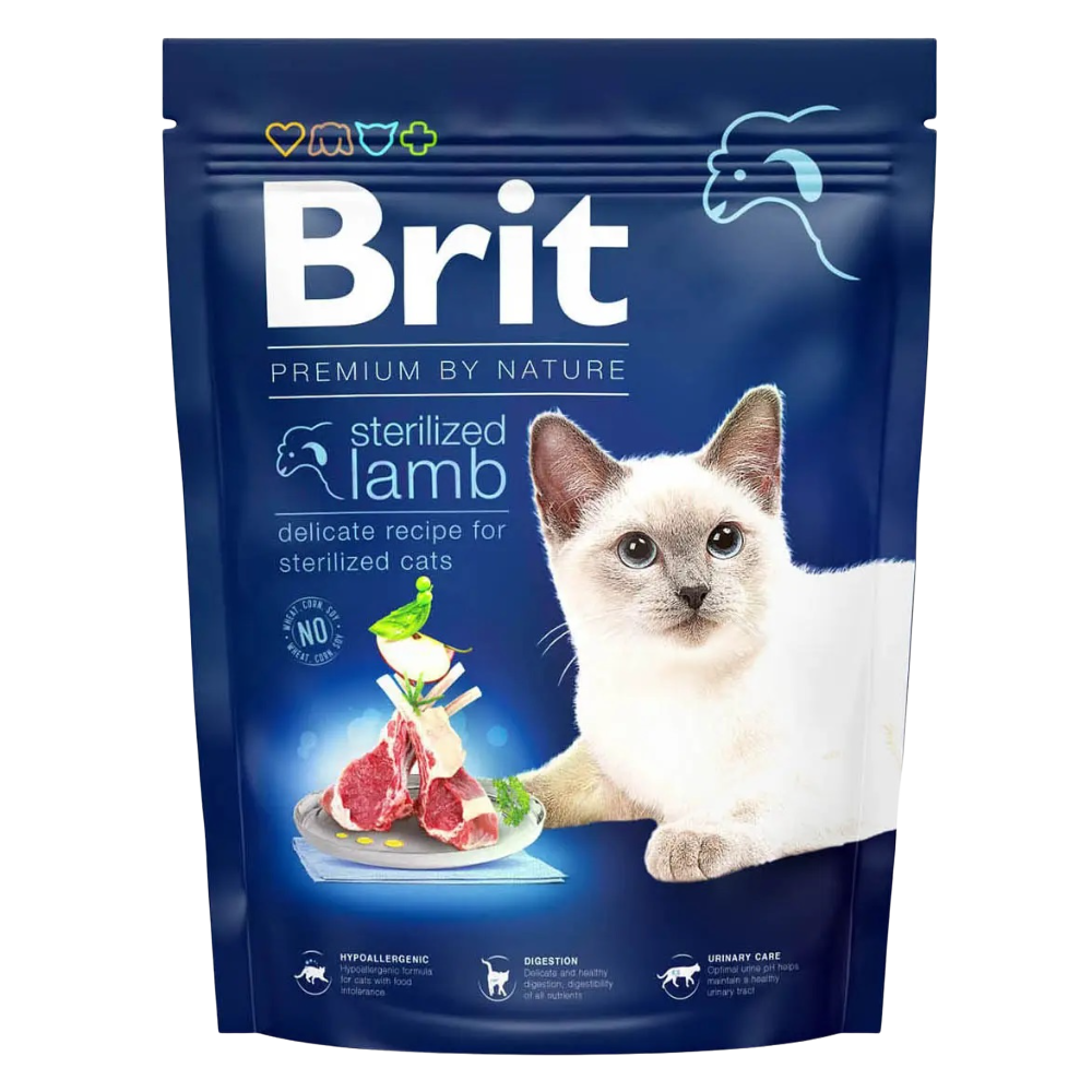 Сухий корм для стерилізованих котів Brit Premium by Nature Cat Sterilized Lamb, 300 г (ягня) - фото 1