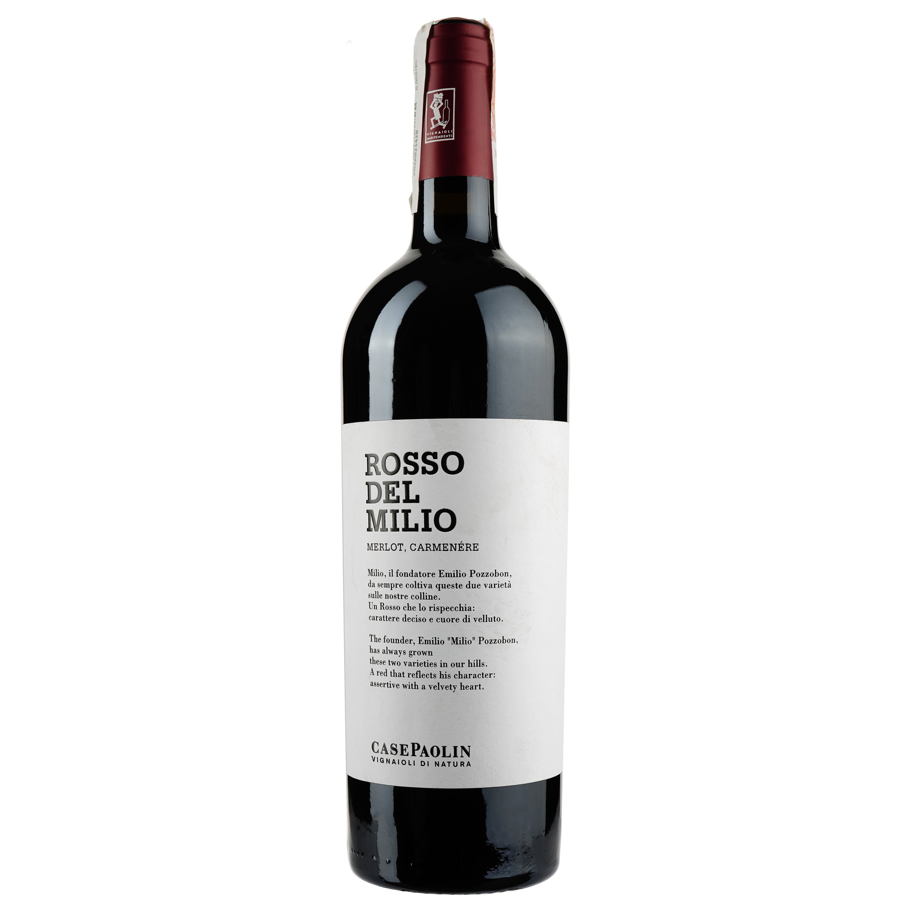 Вино Case Paolin Rosso del Milio Merlot Carmenre, 13,5%, 0,75 л (ALR16312) - фото 1