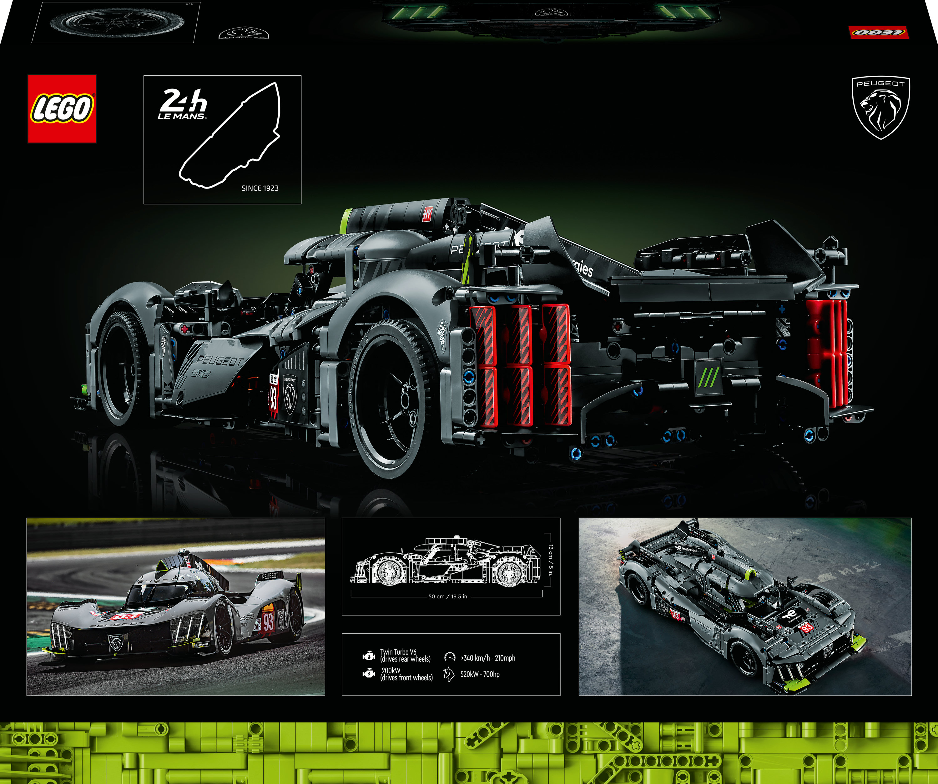 Конструктор LEGO Technic Peugeot 9X8 24H Le Mans Hybrid Hypercar, 1775 деталей (42156) - фото 9