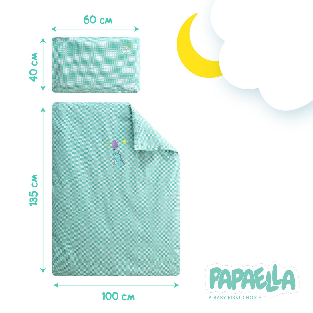 Комплект постельного белья для младенцев в кроватку Papaella Горошек, ментоловый, 135х100 см (8-33347) - фото 4
