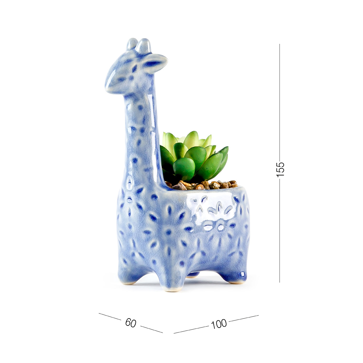 Горщик зі штучною рослиною МВМ My Home Жираф, 15,5 см, блакитний (DH-FLOWERS-20 GREEN/BLUE) - фото 7