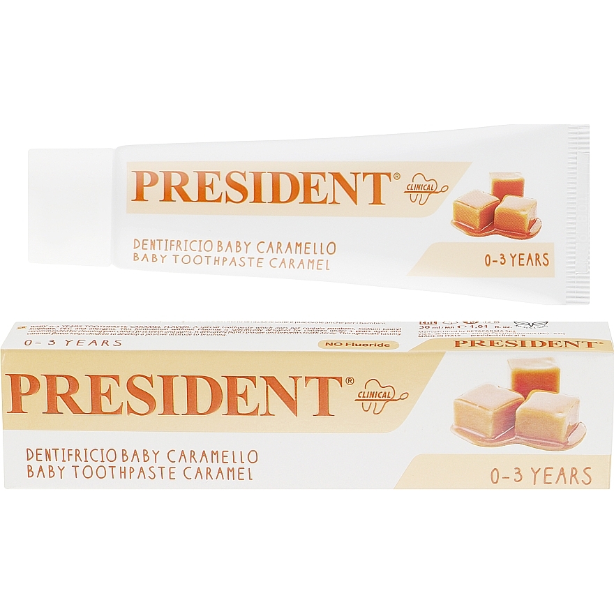 Зубна паста President Baby Toothpaste Caramel 0-3 years 30 мл - фото 1