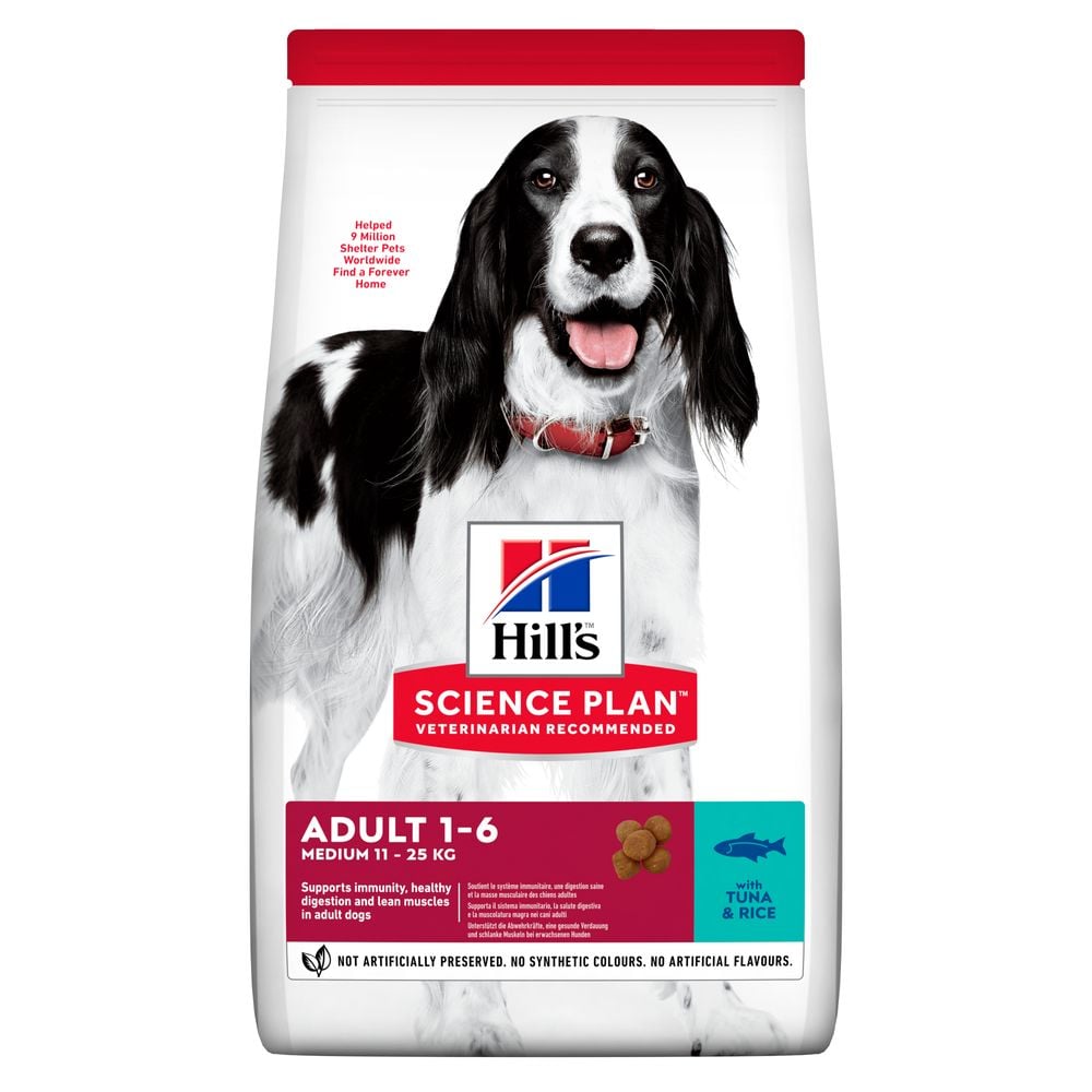 Сухой корм для взрослых собак средних пород Hill's Science Plan Adult Medium Breed, с тунцом и рисом, 2,5 кг (604279) - фото 1