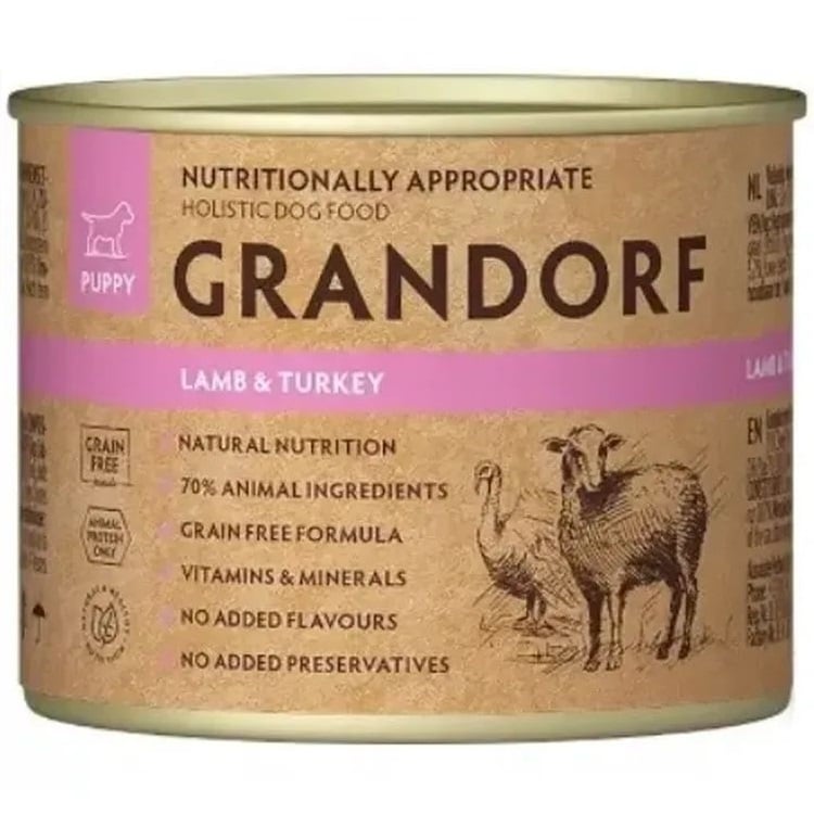 Влажный корм для щенков Grandorf Lamb & Turkey Wet ягненок с индейкой 200 г - фото 1